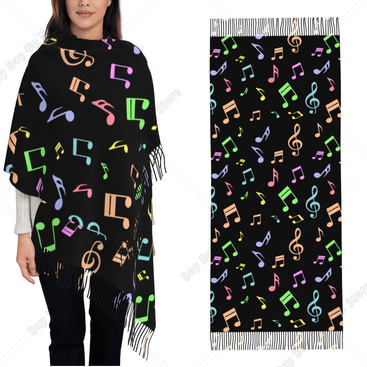 Pashmina Wrap Large - Sciarpa Morbida e Calda con Motivo