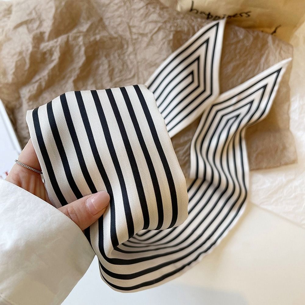Silk Tie Striped - Elegante Sciarpa a Righe Stile Francese,