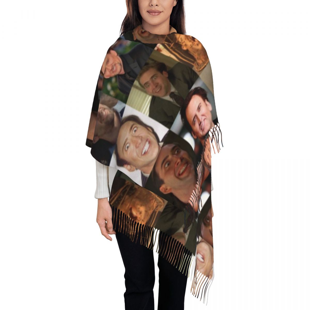 Pashmina Wrap Large - Nicolas Cage Divertente Faccia Meme Scialle