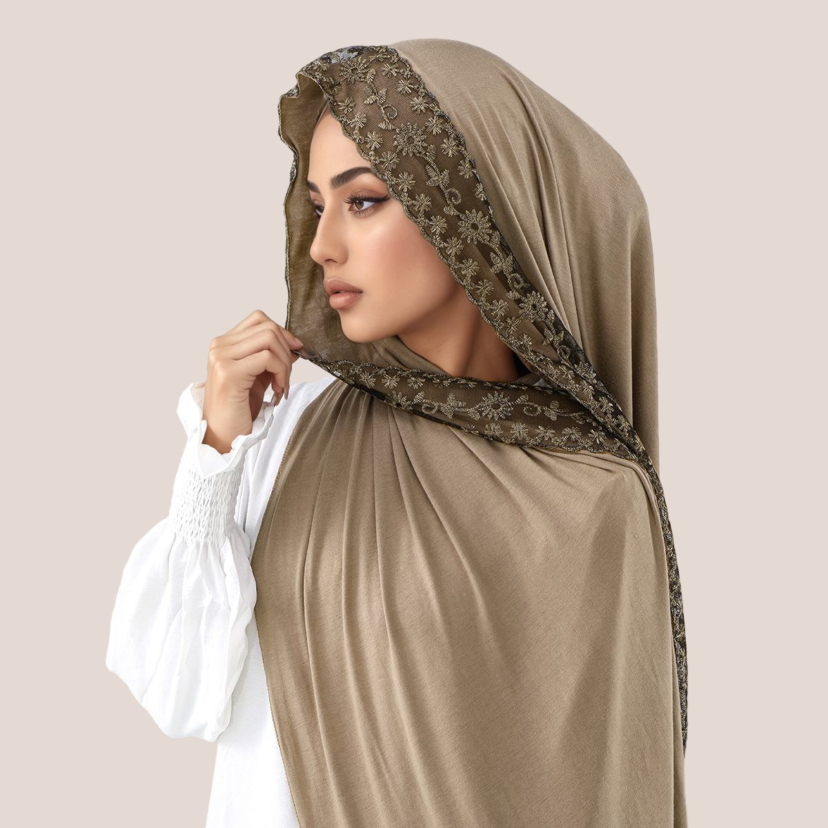 Head Wrap Turban - Maglia di cotone con ricamo in