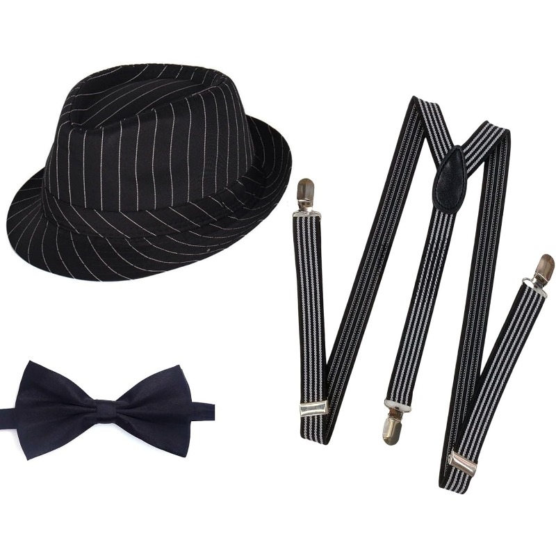 Bow Tie Pre Tied - Cappello Fedora da Uomo Anni '20,