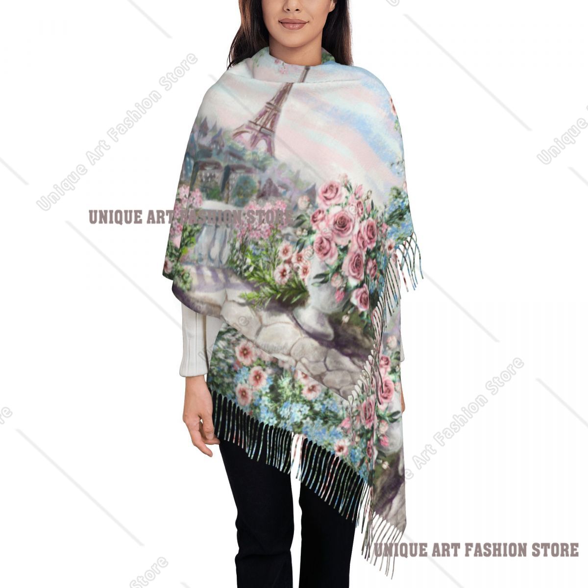 Pashmina Wrap Large - Pittura a olio Francia Parigi Torre