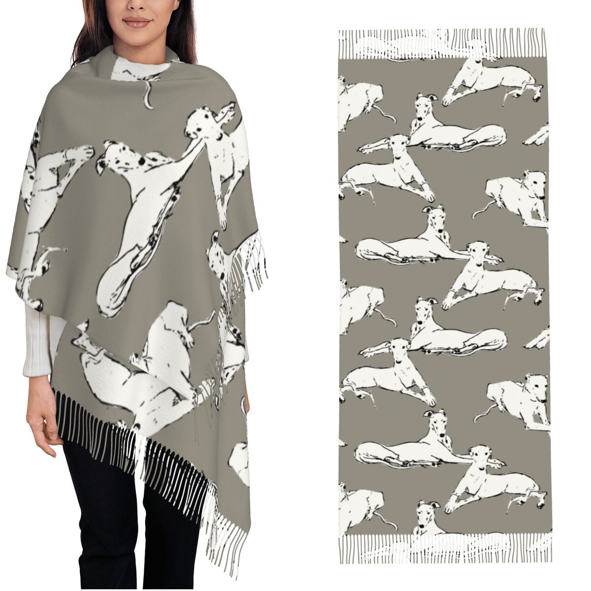 Pashmina Wrap Large - Sciarpa rilassante levriero Whippet per donna