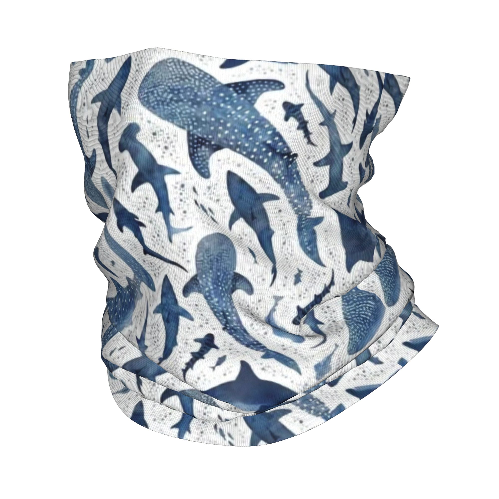 Neck Warmer Tube - Personalizzato blu acquerello squalo bandana collo