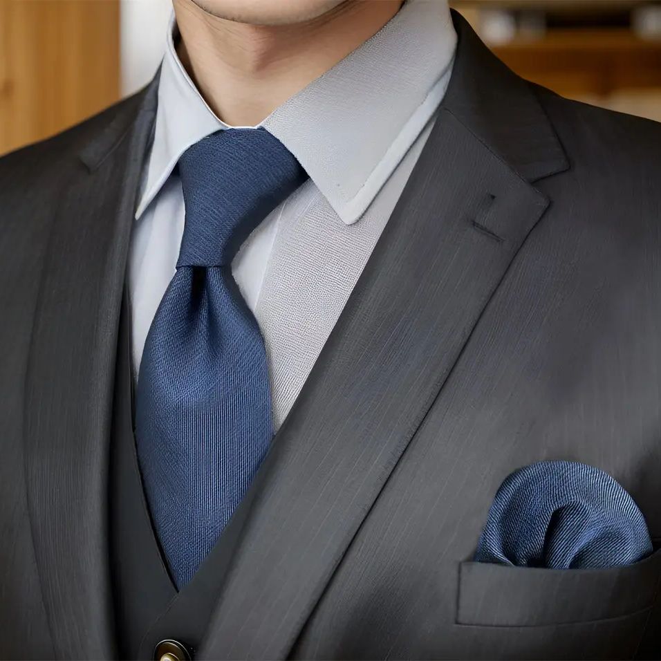 Bow Tie Pre Tied - D20 Navy Solid Mens Cravatta Set