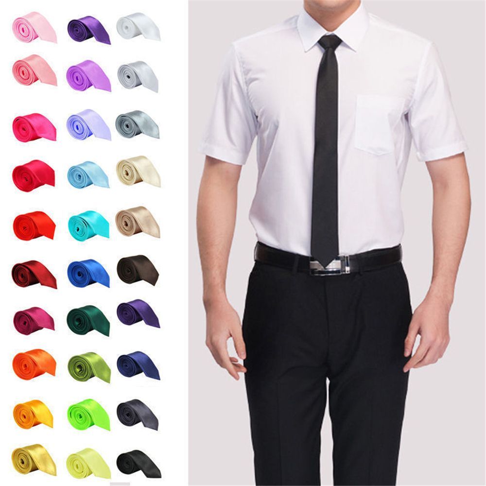 Skinny Tie Men - Cravatta slim skinny in seta tinta