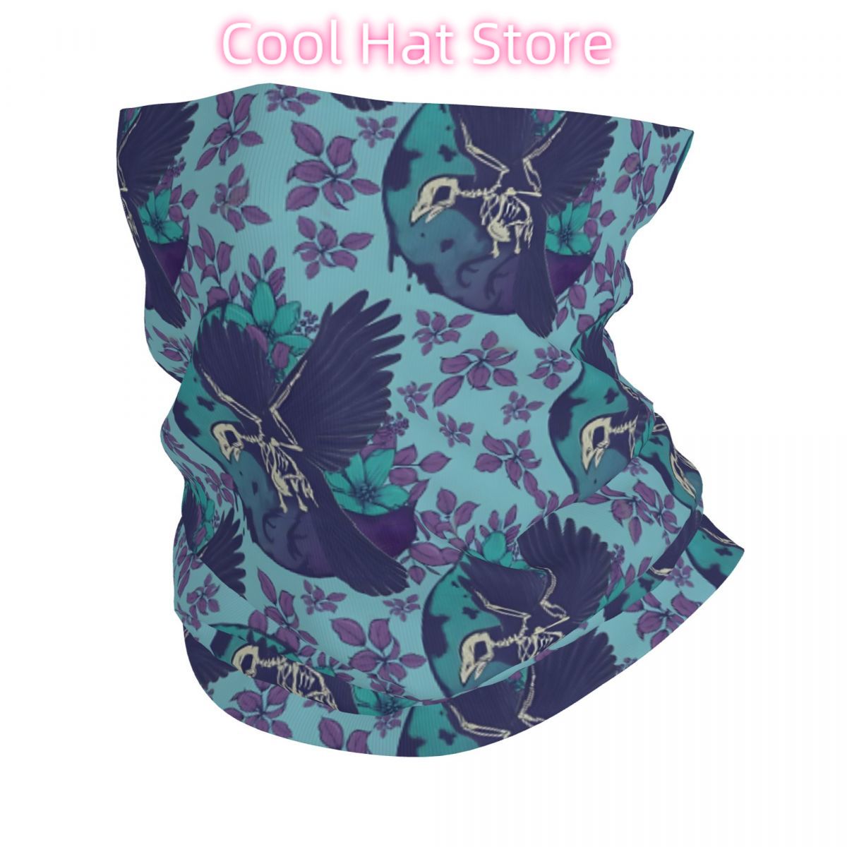 Neck Warmer Tube - Raven Skeleton And Moon Fascia Scaldacollo