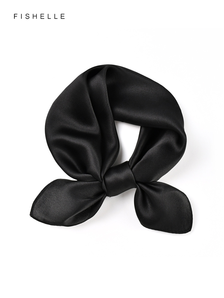 Scarf Silk Square - Sciarpa di seta pura nera tinta
