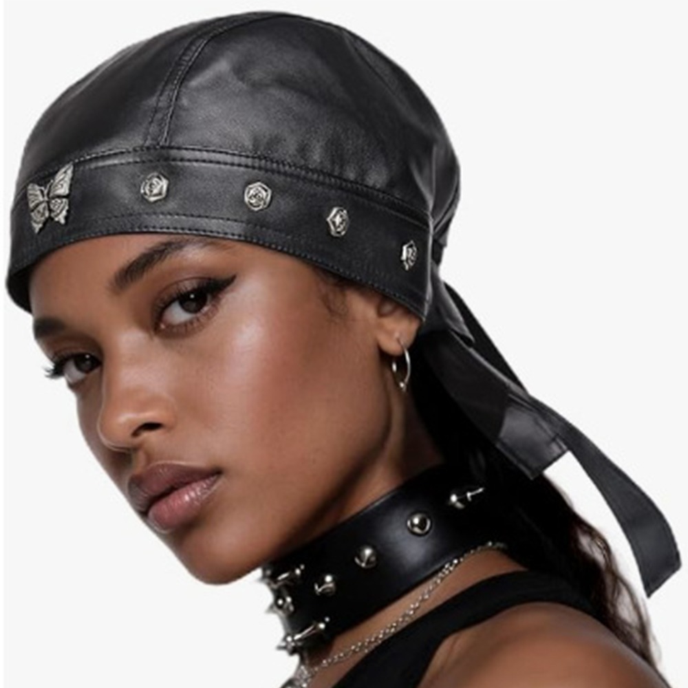 Bandana Doo Rag - Nuovo berretto da motociclista nero in