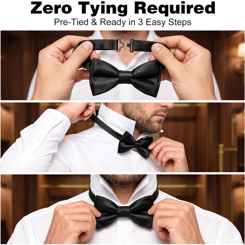 Set di 2 Papillon Neri, Papill - Bow Tie Pre Tied recensione e prezzo